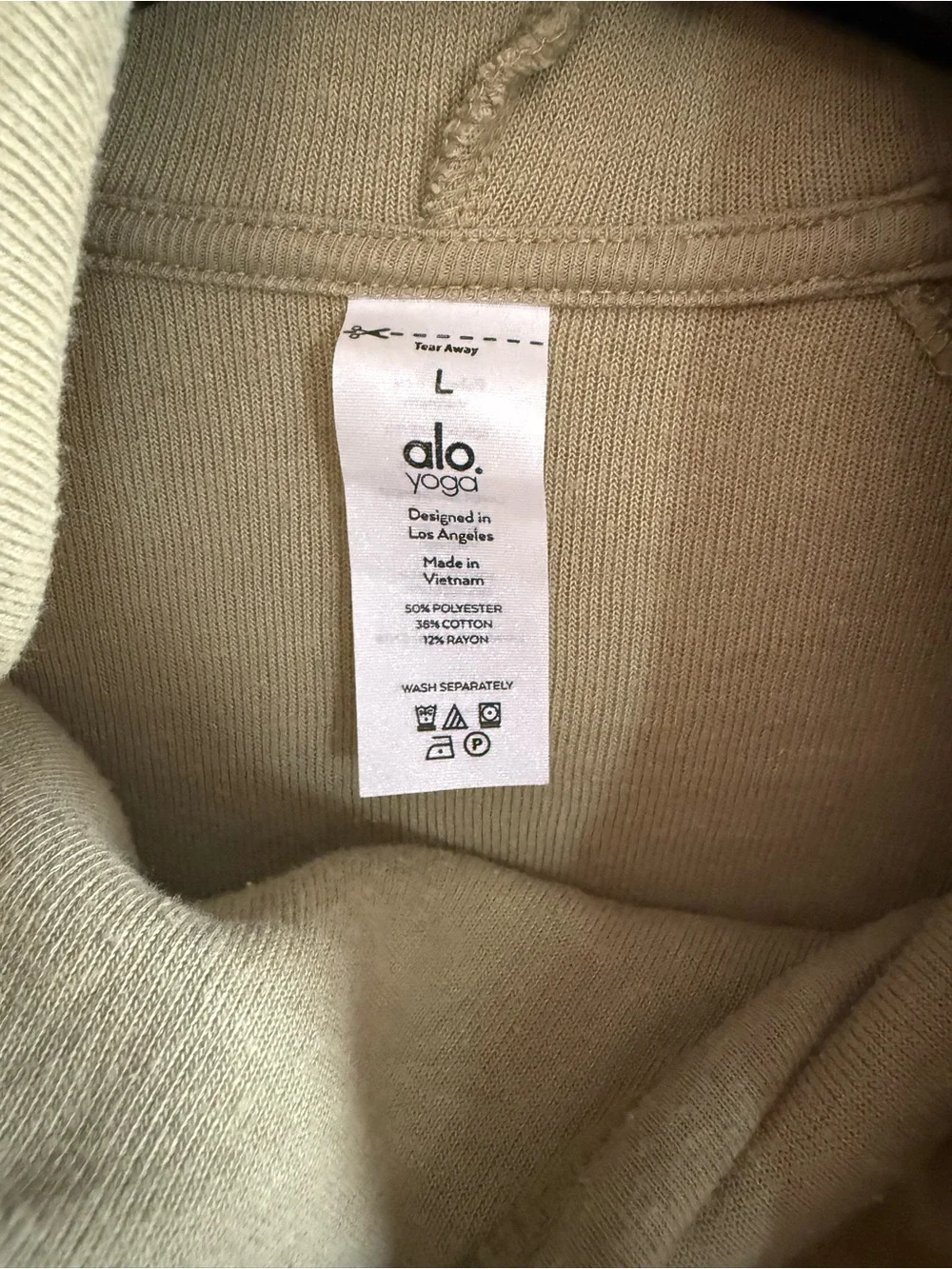 ALO Yoga Sage Green Cowl Neck Pullover Hoodie Sz L